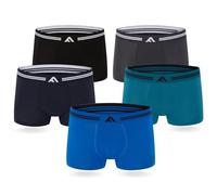 FM London, Boxer da uomo super morbidi in bambù, confezione da 5, senza etichetta, elasticizzati, in materiale ecocompatibile, Nero, Grigio, Blu, L