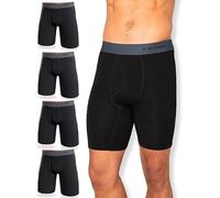 FM London Boxer Uomo Bamboo a Gamba Lunga Confezione da 4 - Boxer Uomo Lunghi Super Morbidi, Anti-Sfregamento, Traspiranti, con Apertura Frontale a Fessura