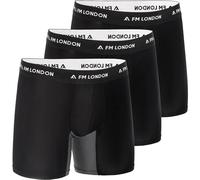 FM London Boxer Uomo in bambù in Confezione da 3 con Rinforzi Anti-Sfregamento - Boxer Uomo Gamba Lunga Super Morbidi con Tasca Sagomata - Traspiranti, Senza Etichette, Nero (3 Pezzi), 4XL