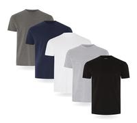 FM London confezione da 3/5 Maglietta da uomo - T-shirt premium con design leggermente aderente - Maglietta super morbida realizzata in cotone 100%, Nero, Grigio, Bianco, Blu Navy, Antracite (5 Pezzi), L