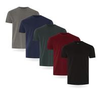 FM London Confezione da 3/5 Maglietta da Uomo, T-Shirt Premium Design Leggermente Aderente, Maglietta Super Morbida in Cotone 100%, Nero, Bordeaux, Verde, Blu Navy, Antracite (5 Pezzi), XXL