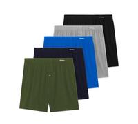 FM London Confezione da 5 Boxer Uomo Cotone 100%, Modello Loose Fit, Intimo Super Morbido in Tinta Unita con Patta con Bottoni e Comoda Fascia Elastica in Vita, Colori Scuri Assortiti, XXL
