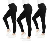 FM London Pacchetto da 3 Leggings Donna - Leggins Opachi per Donna, Nero, L
