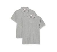 FM London Polo da uomo in cotone elasticizzato, confezione da 2, Grigio, S