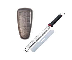 Fm Professional 9927950 - Grattugia per buccia e grattugia per parmigiano con scatola di stoccaggio, grattugia per agrumi, zestore agrumi, raspa per formaggio, raspa a parmigiano, acciaio