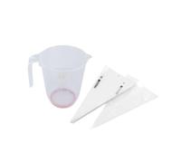 Fm Professional 9936450 - Set di 100 tasche professionali usa e getta e vetro dosatore in plastica, tasca a bussola professionale, dosatore in vetro da 1 litro con beccuccio, plastica, 50 x 28 cm