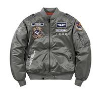FM2018XSL Giubbotto Bomber Uomo Multitasche Militare Giacca da Cargo Casuale Giacche da Volo Sportiva Cappotto Caldo Invernale,XXL,Grigio 02