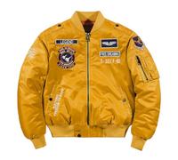 FM2018XSL Giubbotto Bomber Uomo Multitasche Militare Giacca da Cargo Casuale Giacche da Volo Sportiva Cappotto Caldo Invernale,4XL,Giallo 02