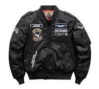 FM2018XSL Giubbotto Bomber Uomo Multitasche Militare Giacca da Cargo Casuale Giacche da Volo Sportiva Cappotto Caldo Invernale,L,Nero 02