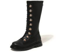 FM2018XSL Ragazze Ginocchio Zip Stivali da Equitazione Faux Foderato in Pelliccia Basso Scarpe Autunno Inverno