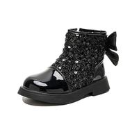 FM2018XSL Ragazze Stivali corti Zip Stivali da Equitazione Faux Foderato in Pelliccia Basso Scarpe Invernali