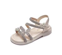 FM2018XSL Sandali da ragazza, Acqua Diamond Pearl Princess Scarpe, Moda Antiscivolo Soft Sole Scarpe，25，Beige