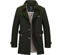 FM2018XSL Trench da Uomo Casual Lavoro Ufficio Giacca a Vento Antivento Cappotto Transizione Primaverile Autunno L Verde