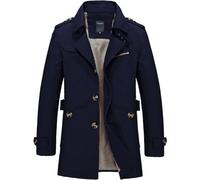 FM2018XSL Trench da Uomo Casual Lavoro Ufficio Giacca a Vento Antivento Cappotto Transizione Primaverile Autunno XL Blu Scuro