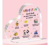 FMCC Regalo per il primo giorno a scuola, per ragazze e ragazzi, in acrilico, a forma di cuore, con scritta "Good Luck on 1st Day at School Back to School", regalo per il ri