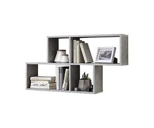 FMD 4 ripiani Zed A5 Libreria a Muro, 100x19,5x53 H cm, Grigio, Bianco, Nobilitato
