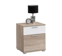 FMD furniture Comodino in truciolato, rovere NB/bianco, ca. 45 x 53 x 38 cm