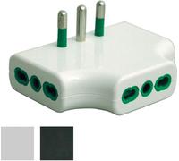 FANTON 82221 adattatore presa tripla piatta SALVASPAZIO - 1 spina italiana grande 10A 3 prese bipasso NERO