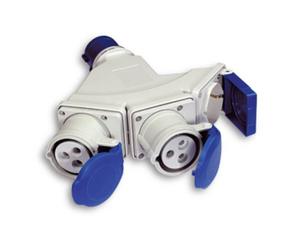 Fme art 73.122 adattatore multiplo triplo a 2 prese 2P+T 16A CEE blu IP44