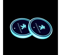 Fmesoo 2 PCS Portabevande Sottobicchieri,per Peugeot 207 208 301 308 408 508 2008 3008 4008 GT RCZ LED 7 Colori Pad Tazza Ricarica Portabicchieri Auto Luce Tappetino Decorazione