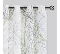 FMFUNCTEX Tende semi-velate lunghe 213,4 cm, moderne verdi e grigie, stampa su lino strutturato pannelli bianchi per il trattamento delle finestre per soggiorno, camera da letto, cucina, drappi 1 paio
