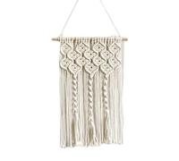 FMIYJUN Arazzo intrecciato a mano con nappe estetiche in cotone beige bohémien, decorazione artistica da parete per appartamento, soggiorno, camera da letto, dormitorio (tipo B)