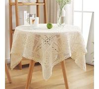 FMIYJUN Centrini rettangolari beige all'uncinetto, in stile vintage, realizzati a mano, in cotone, per matrimoni, casa, compleanno, decorazione della cucina