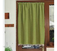 FMIYJUN Tenda oscurante in cotone e lino con nappa, verde, per soggiorno, WC, cucina e camera da letto, divisorio (140 x 150 cm)