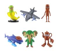 FMKLDENA Figurine Italian Brainrot, 6 Pezzi Tung Tung Tung Sahur Figura, Tralalero Tralala, Shark, Scimmia E Altri Personaggi Meme, Regalo Divertente Per Compleanno, Per Bambini Adulti