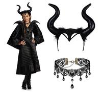 FMKLDENA Halloween corna malefica, Corna diavolo nero set, Collana gotica, Regina del male corna, per Feste, Halloween, Festa In Costume Halloween Accessori cosplay