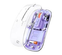 FMOUSE Creative - Mouse wireless sottile trasparente, con copertura magnetica, 3 modalità (Dual Bluetooth + USB), pulsante DPI e desktop one-touch, per MacBook/PC/iPad/laptop (viola)
