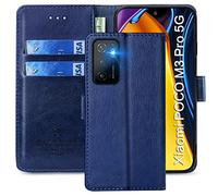 FMPCUON Cover per Xiaomi Poco M3 Pro 5G/Redmi Note 10 5G/NOTE 10T 5G,Cover in Pelle Redmi Note 10 5G,Slot per Schede,con Magnetica a Scatto per Xiaomi Poco M3 Pro 5G,Blu