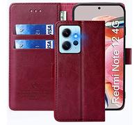 FMPCUON Cover per Xiaomi Redmi Note 12 4G,Cover in Pelle Xiaomi Redmi Note 12 4G,Flip Wallet Case Custodia in Pelle PU Premium,con Magnetica a Scatto per Xiaomi Redmi Note 12 4G,Rosso