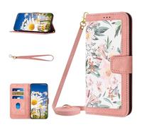 FMPCUON Custodia a portafoglio Compatibile con Google Pixel 8 Pro, Magnetica e Supporto Custodia Flip Pelle Portafoglio Libro Cover con cordino tracolla per Google Pixel 8 Pro - Rosa