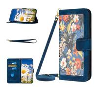 FMPCUON Custodia a portafoglio Compatibile con Google Pixel 9, Magnetica e Supporto Custodia Flip Pelle Portafoglio Libro Cover con cordino tracolla per Google Pixel 9 - Blu scuro