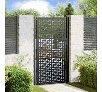 FMPGJLYH Cancello da giardino, 100 x 175 cm, in acciaio, design a croce | Motivo tagliato al laser, include pali e accessori, protezione dalla corrosione