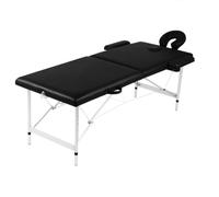 FMPGJLYH Lettino da massaggio pieghevole a 2 zone, con struttura in alluminio, mobile per massaggi regolabile in altezza, con borsa per il trasporto, per fisioterapia Shiatsu Reiki, nero