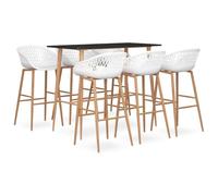 FMPGJLYH Set da 7 pezzi con tavolo da bar e sgabelli da bar, in MDF | Design moderno, effetto legno a trasferimento termico, design salvaspazio