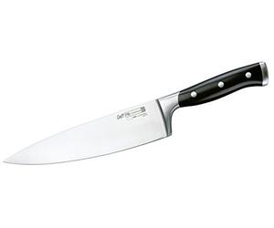 FMprofessional 22322 BBQ, Chef con Lama in Acciaio Inox, Coltello da Cucina di Alta qualità con Elevata Resistenza al Taglio e affilatura (Colore: Nero/Argento). Quantità: 1 Pezzo