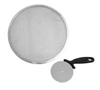 FMprofessional 9913550 - Rotella per pizza, tazza pizza, piastra per pizza forata, piastra per pizza congelata, acciaio inossidabile, alluminio, 30 cm, 21 cm