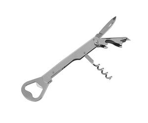 FMprofessional Cavatappi Professionale 3 in 1 in Acciaio Cromato, Tagliacapsule Integrato, Apribottiglie, Dimensione 14x3 cm, Ideale per Vino e Birra, Lavaggio a Mano
