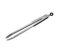 FMprofessional Pinza XXL per barbecue, di alta qualità, in acciaio inox, pinza multiuso lunga per carne, pesce e insalate, versatile pinza multifunzione (colore: argento/nero)