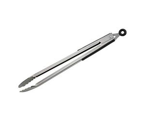 FMprofessional Pinza XXL per barbecue, di alta qualità, in acciaio inox, pinza multiuso lunga per carne, pesce e insalate, versatile pinza multifunzione (colore: argento/nero)