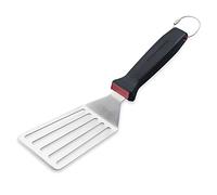FMprofessional Spatola Forata da Cucina Professionale in Acciaio Inox con Manico Ergonomico in Plastica - Utensile per Cibi Fritti e Cotti, Lavabile in Lavastoviglie, Con Anello per Appenderla