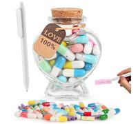 FMPXYYA Capsule Messaggio Emozioni con 50 Lettere e Pennarello, Regalo Creativo in Vetro, per Esprimere Amore e Sentimenti con Emoji, Ideale per Anniversari, San Valentino, Compleanni e FESTIVITÀ