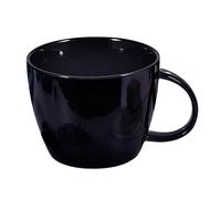 fMSDD Grande tazza da caffè, tazza da caffè in ceramica nera, tazza da tè a bocca larga con manico