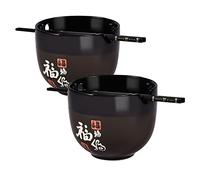 fMSDD Set di 2 ciotole giapponesi in ceramica per ramen, 473 ml, con bacchette, per zuppa asiatica pho thai, miso udon, wonton, noodle o riso, per casa, ristorante, compleanno o regalo di