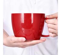 fMSDD Tazza da tè in porcellana rossa XXL ampia tazza con manico, per ufficio e casa per servire caffè, tè, cacao, latte, zuppa o acqua