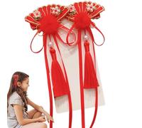 FmtwPhn Accessori per capelli per capodanno cinese, fermagli per capelli per capodanno cinese, fermaglio per capelli in stile cinese, fiocchi con nappe, accessorio per capelli per la festa della