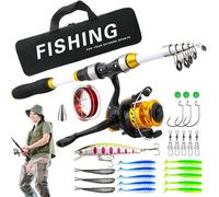 FmtwPhn Combo Da - Set Telescopico con Borsa Portatile | Set per Canna da,Per Ghiaccio Surf Molago Fiume Stagno Sponda Barca Acqua Salmone